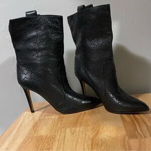 Vince Camuto leather Black Studded Heeled Boots